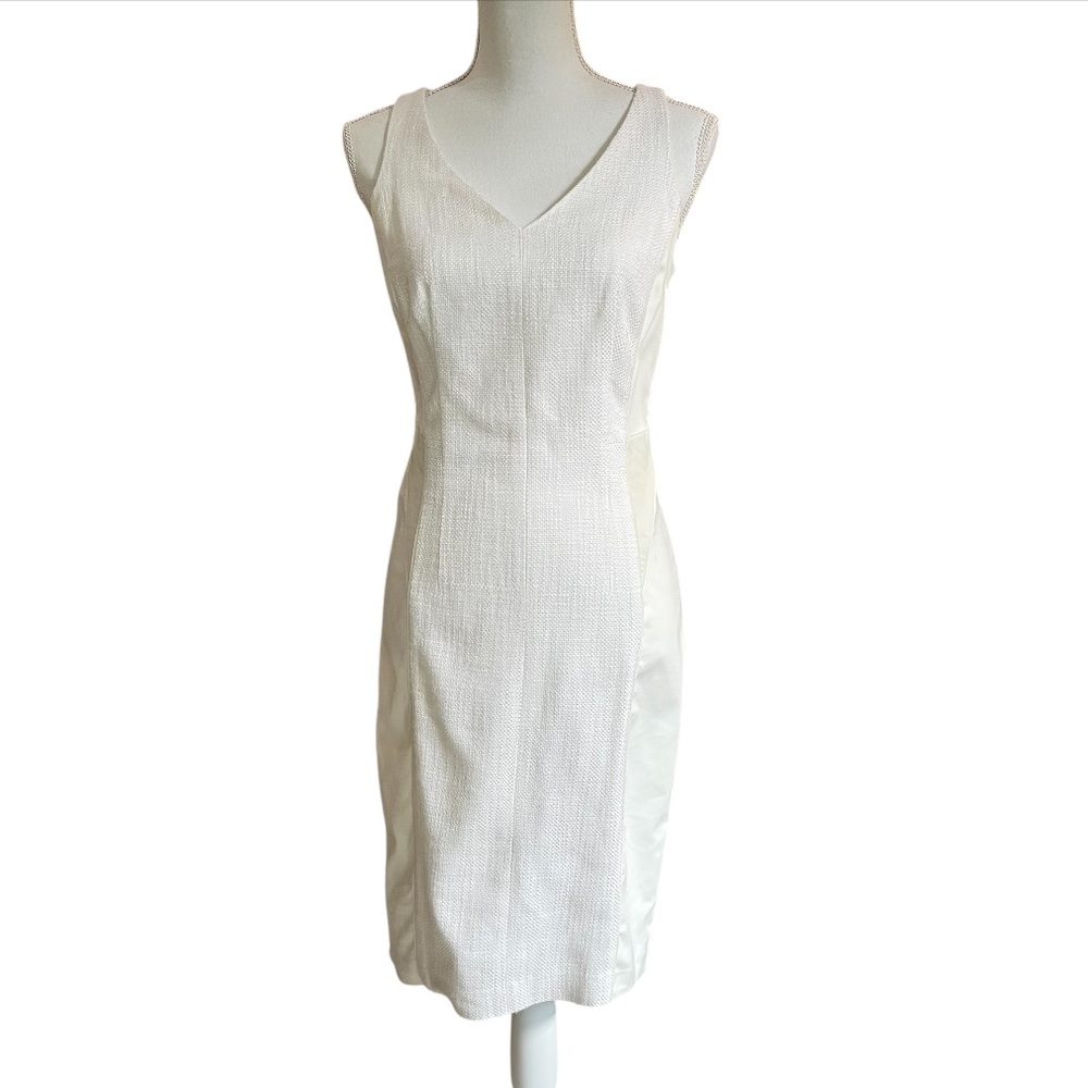 Club Monaco Off White Mixed Material Sheath Dress - Size 4